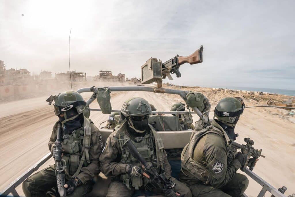 Member of Unit 669 in an IDF truck (courtesy of Bar Reuven).