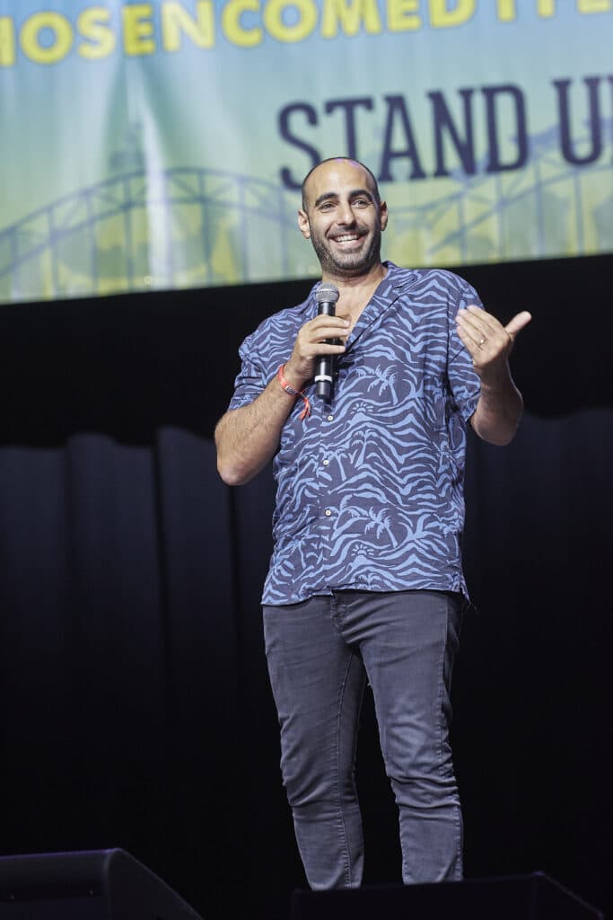 Yohay Sponder performs at the Coney Island Ampitheater at the Chosen Comedy Festival in 2022.