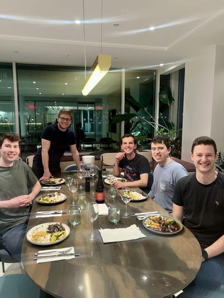 Nordheimer at a Shabbat dinner with his friends.